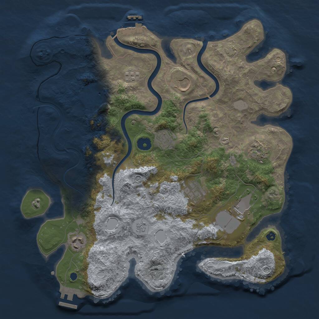 Rust Map: Procedural Map, Size: 3500, Seed: 4573541, 14 Monuments
