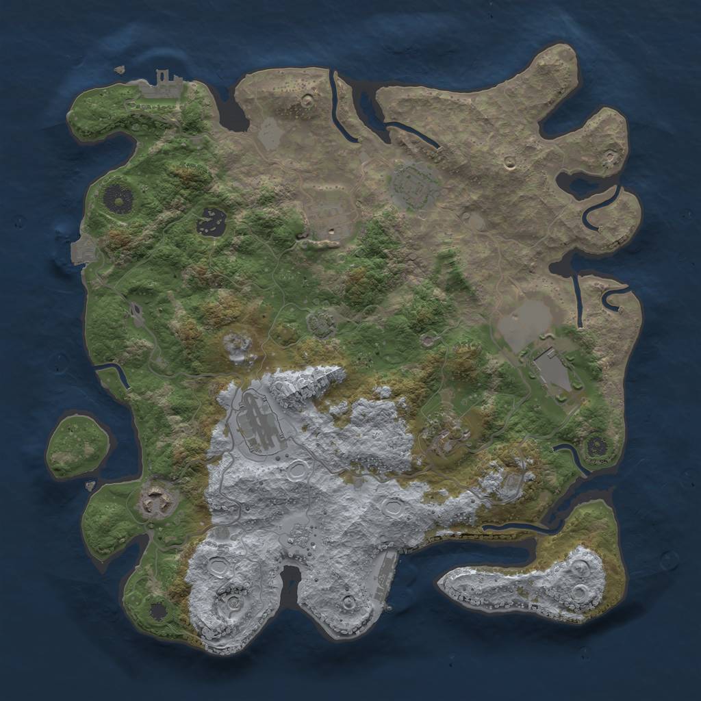 Rust Map: Procedural Map, Size: 3500, Seed: 4573541, 15 Monuments
