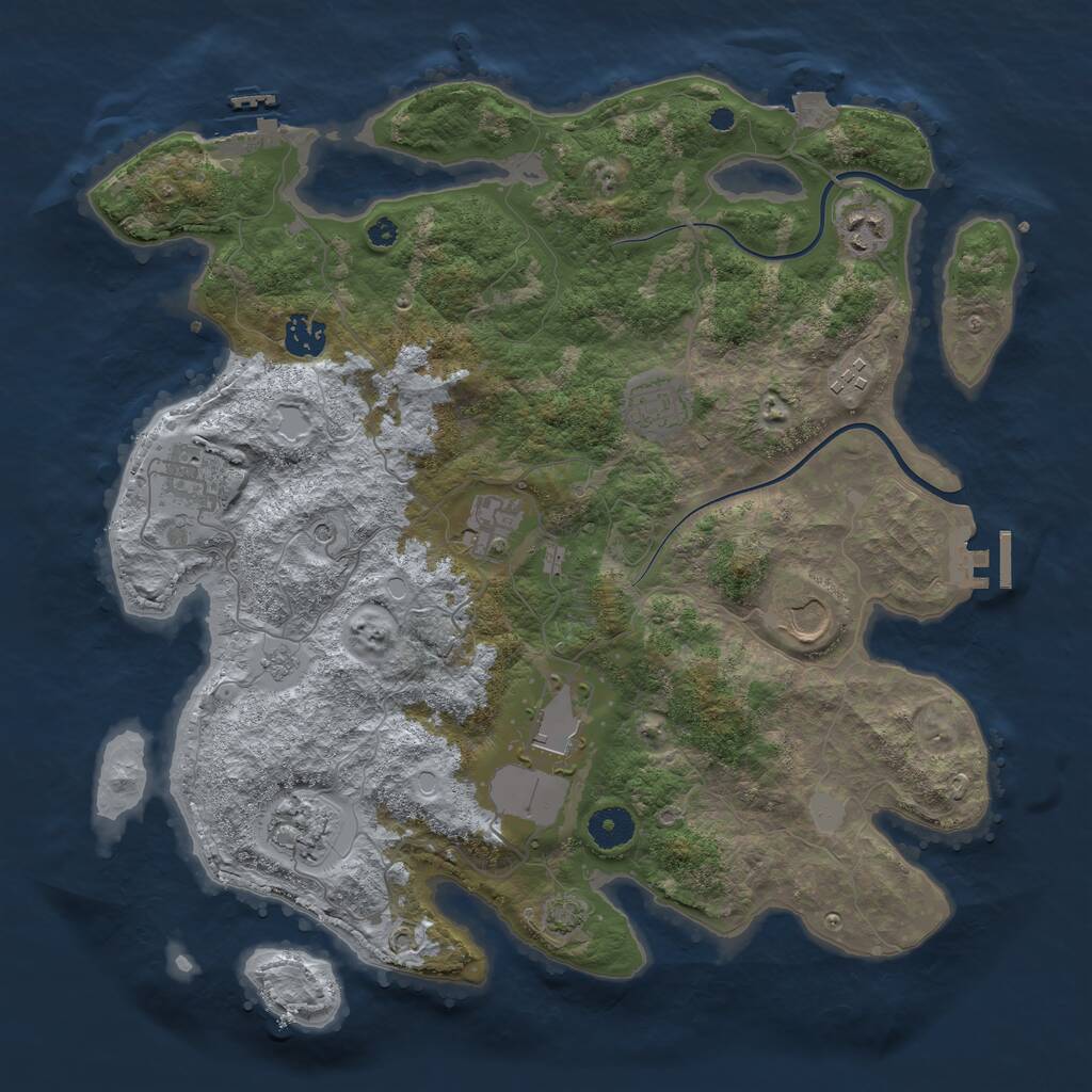 Rust Map: Procedural Map, Size: 3800, Seed: 3114328, 15 Monuments