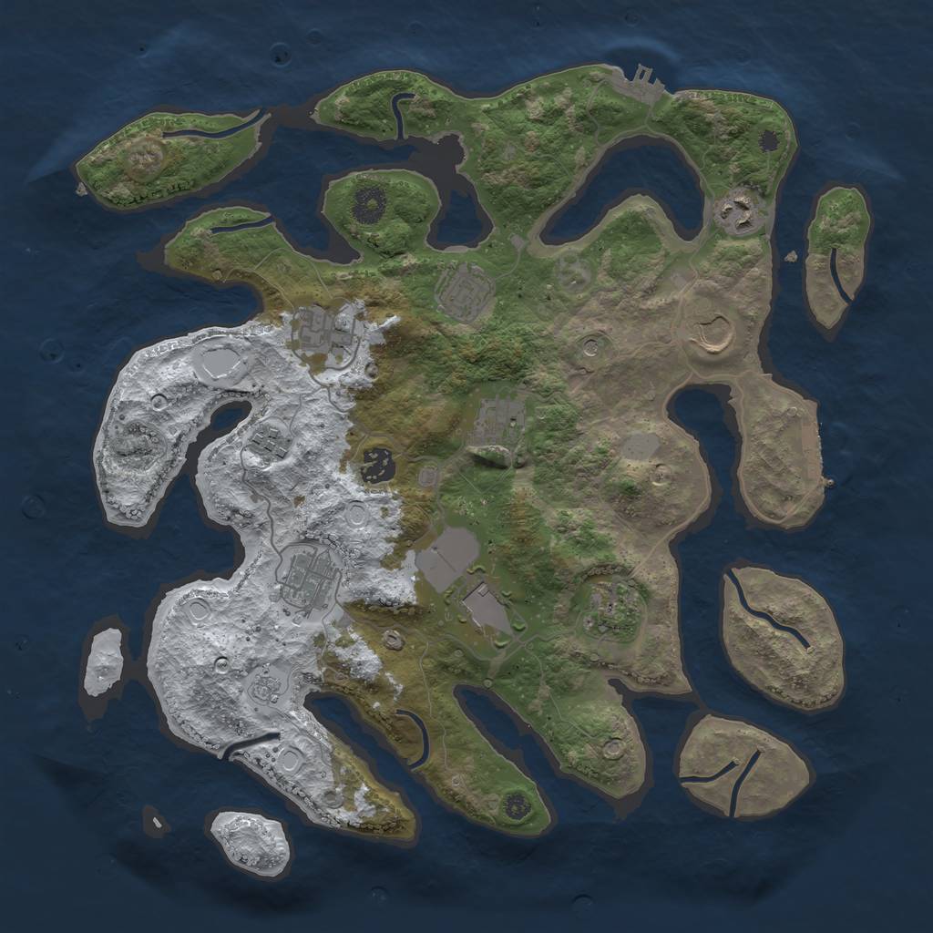 Rust Map: Procedural Map, Size: 3800, Seed: 3114328, 19 Monuments