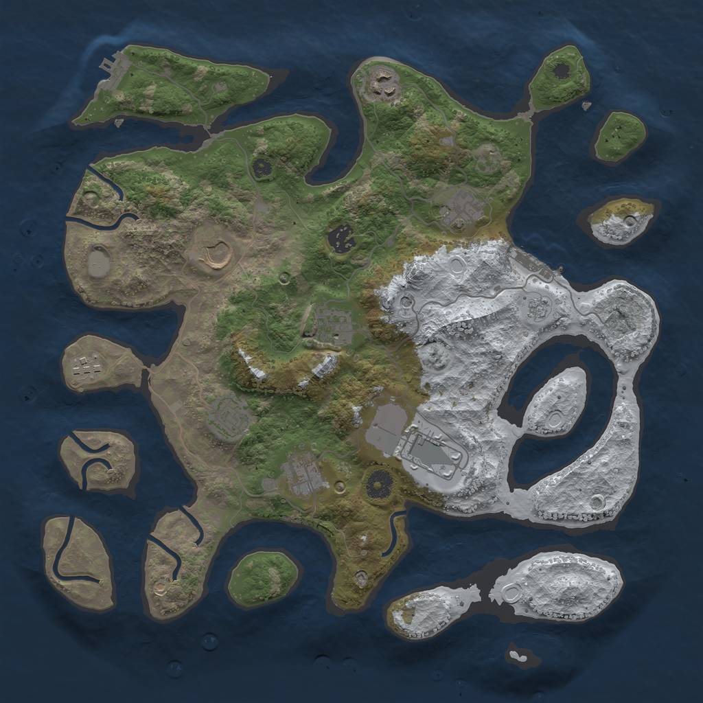 Rust Map: Procedural Map, Size: 3800, Seed: 2487812, 18 Monuments