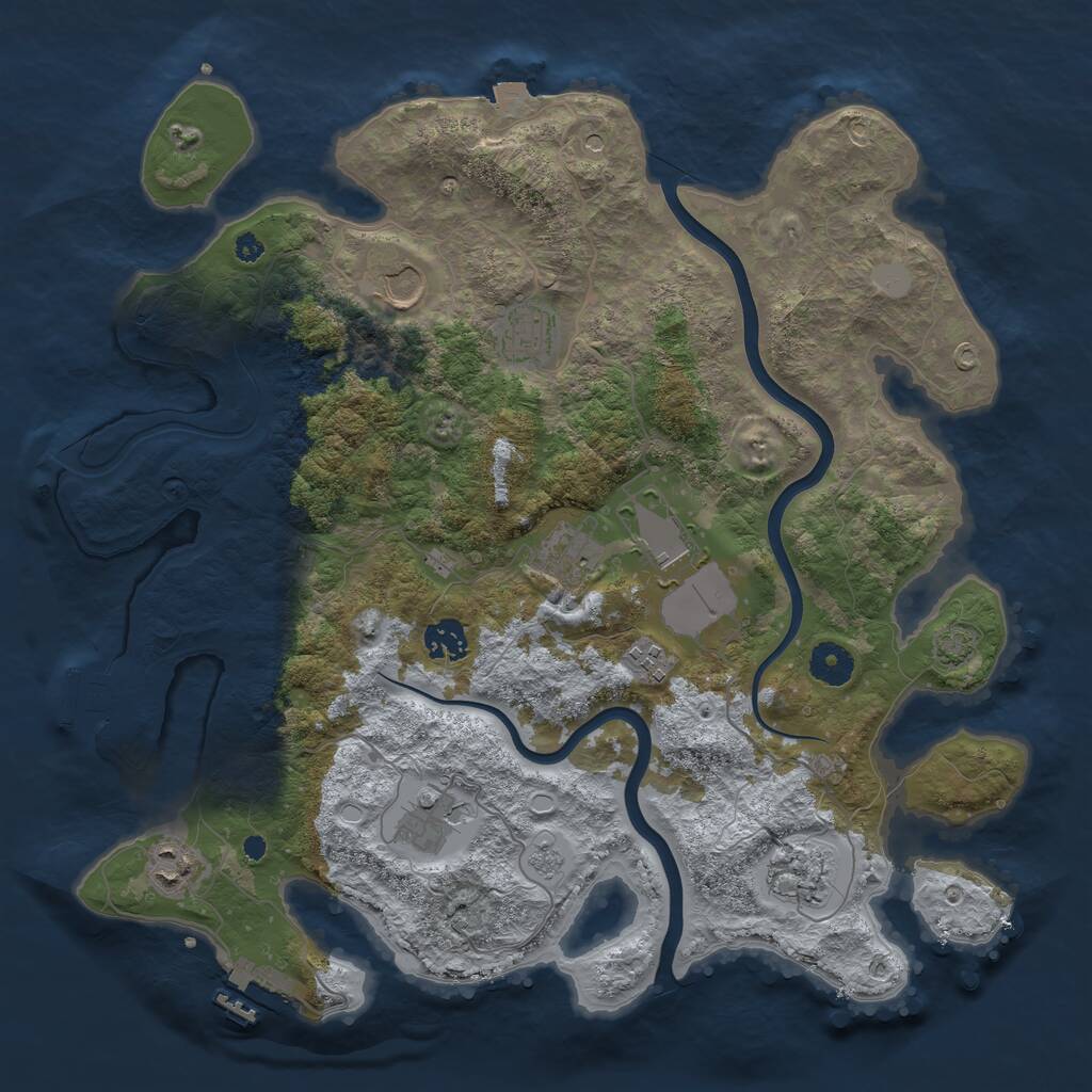 Rust Map: Procedural Map, Size: 3800, Seed: 2227013, 15 Monuments