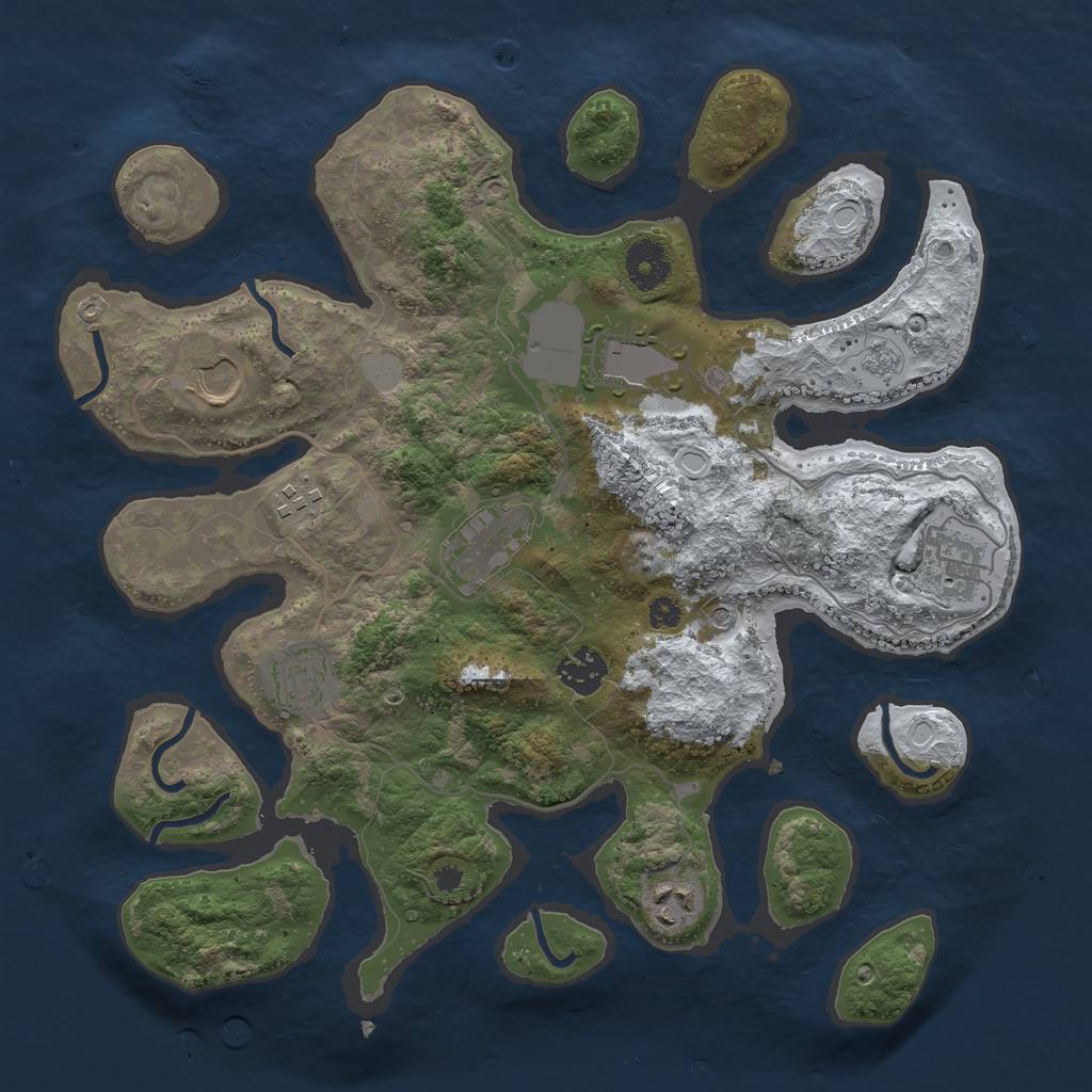 Rust Map: Procedural Map, Size: 3500, Seed: 380486, 15 Monuments