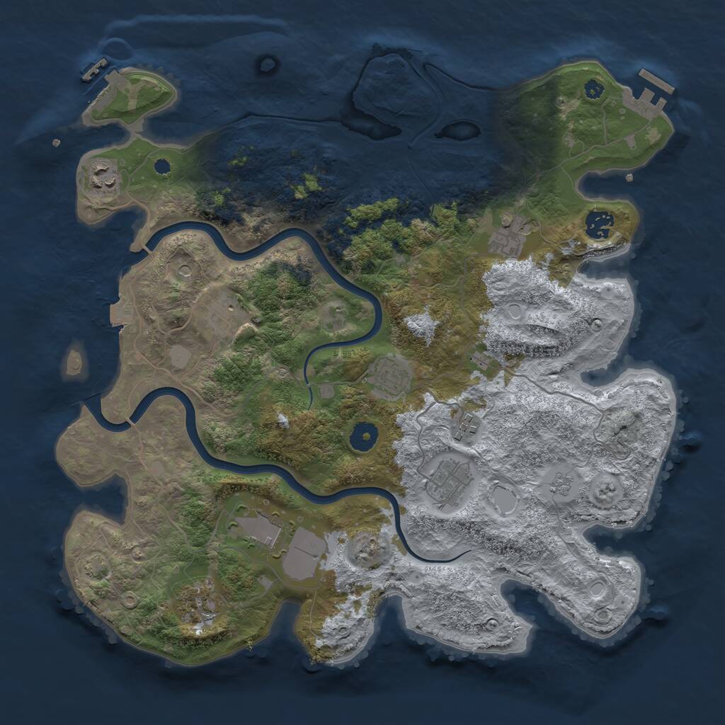 Rust Map: Procedural Map, Size: 3800, Seed: 6419436, 15 Monuments