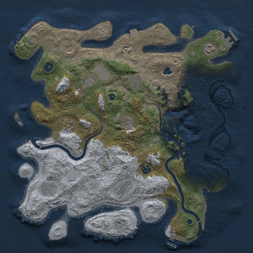 Rust Map: Procedural Map, Size: 4000, Seed: 495206, 16 Monuments