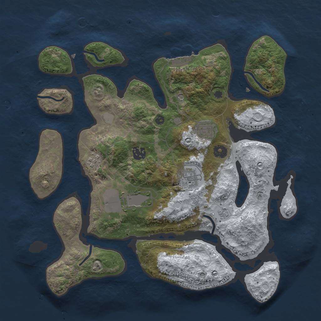 Rust Map: Procedural Map, Size: 3500, Seed: 3830038, 13 Monuments