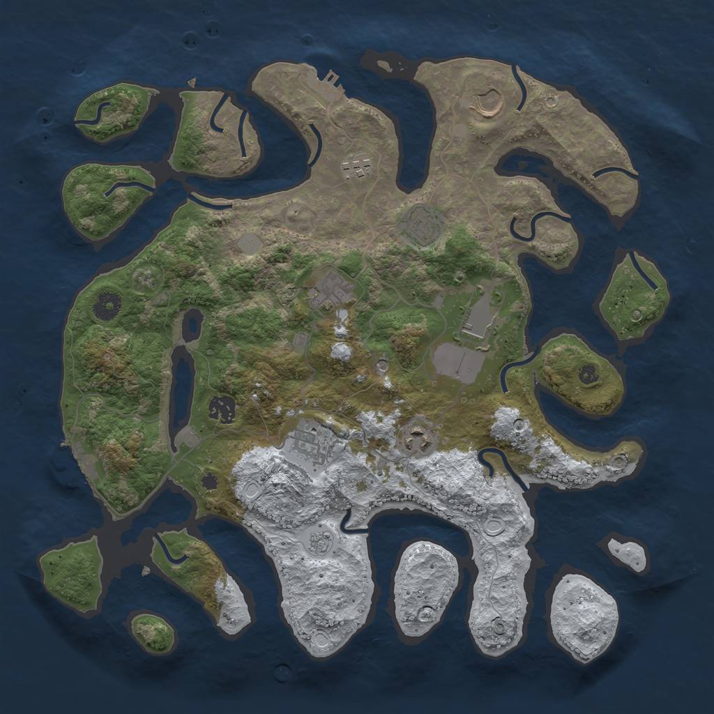 Rust Map: Procedural Map, Size: 3800, Seed: 1731694, 17 Monuments