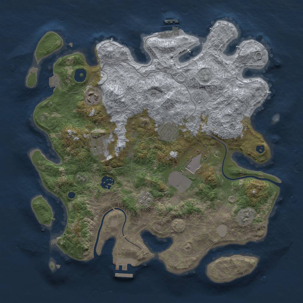 Rust Map: Procedural Map, Size: 3500, Seed: 1302592, 12 Monuments