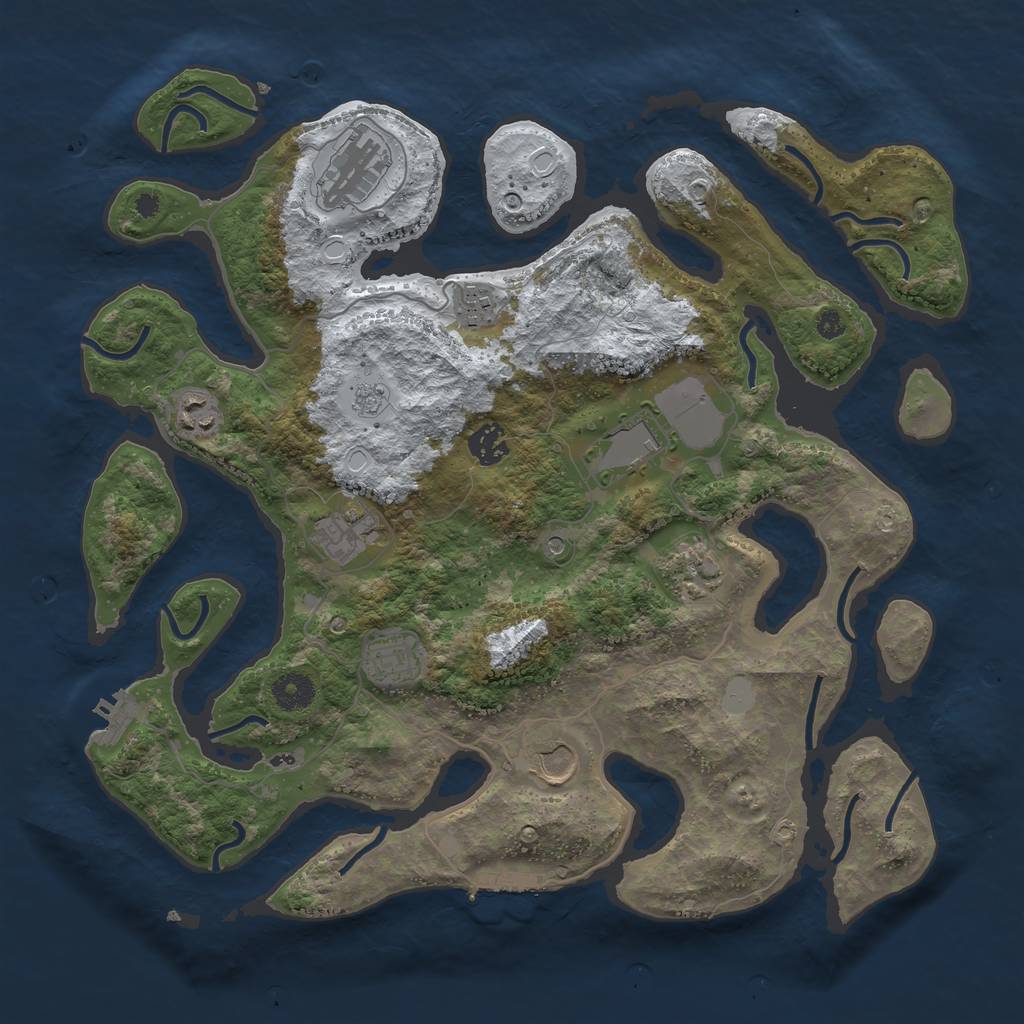 Rust Map: Procedural Map, Size: 3800, Seed: 4936072, 18 Monuments