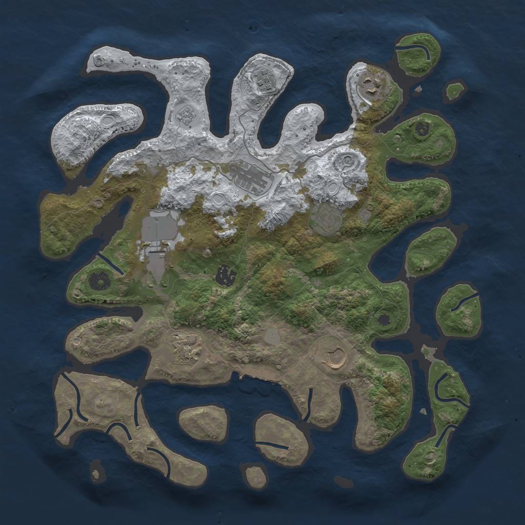 Rust Map: Procedural Map, Size: 3800, Seed: 2414356, 16 Monuments