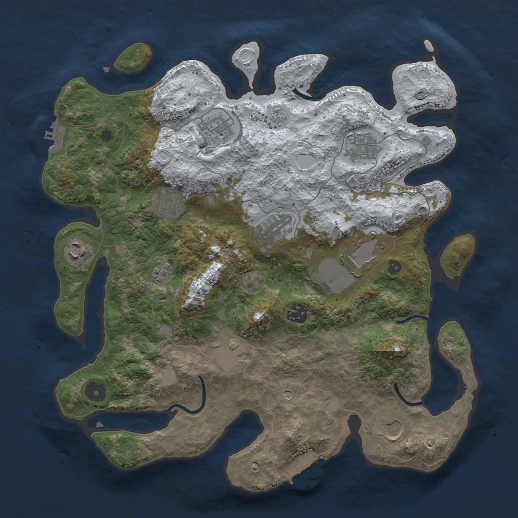 Rust Map: Procedural Map, Size: 3800, Seed: 2956875, 19 Monuments