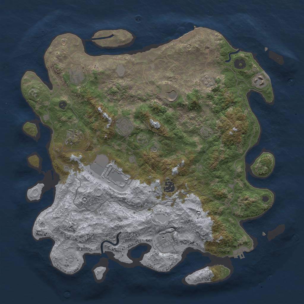 Rust Map: Procedural Map, Size: 4000, Seed: 847064, 17 Monuments