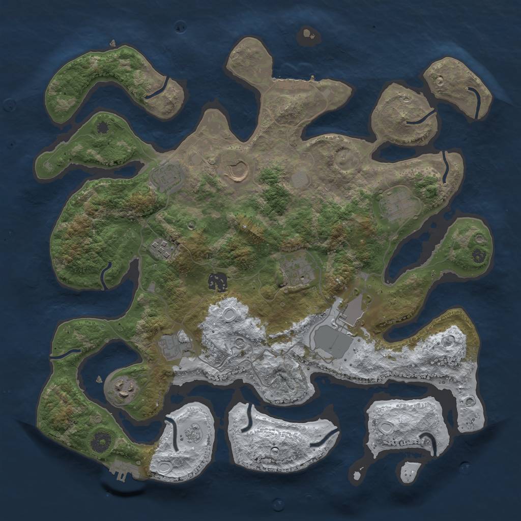 Rust Map: Procedural Map, Size: 3800, Seed: 2624777, 18 Monuments