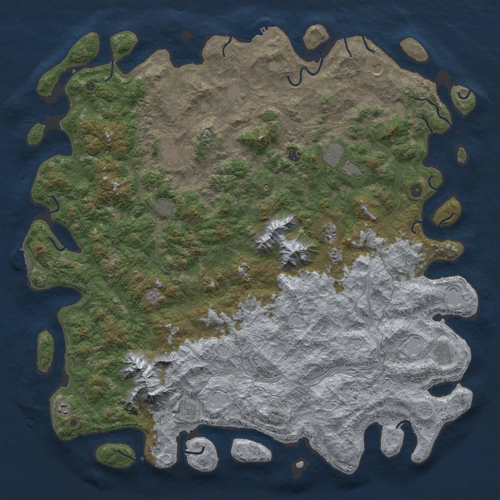 Rust Map: Procedural Map, Size: 6000, Seed: 1574444154, 18 Monuments