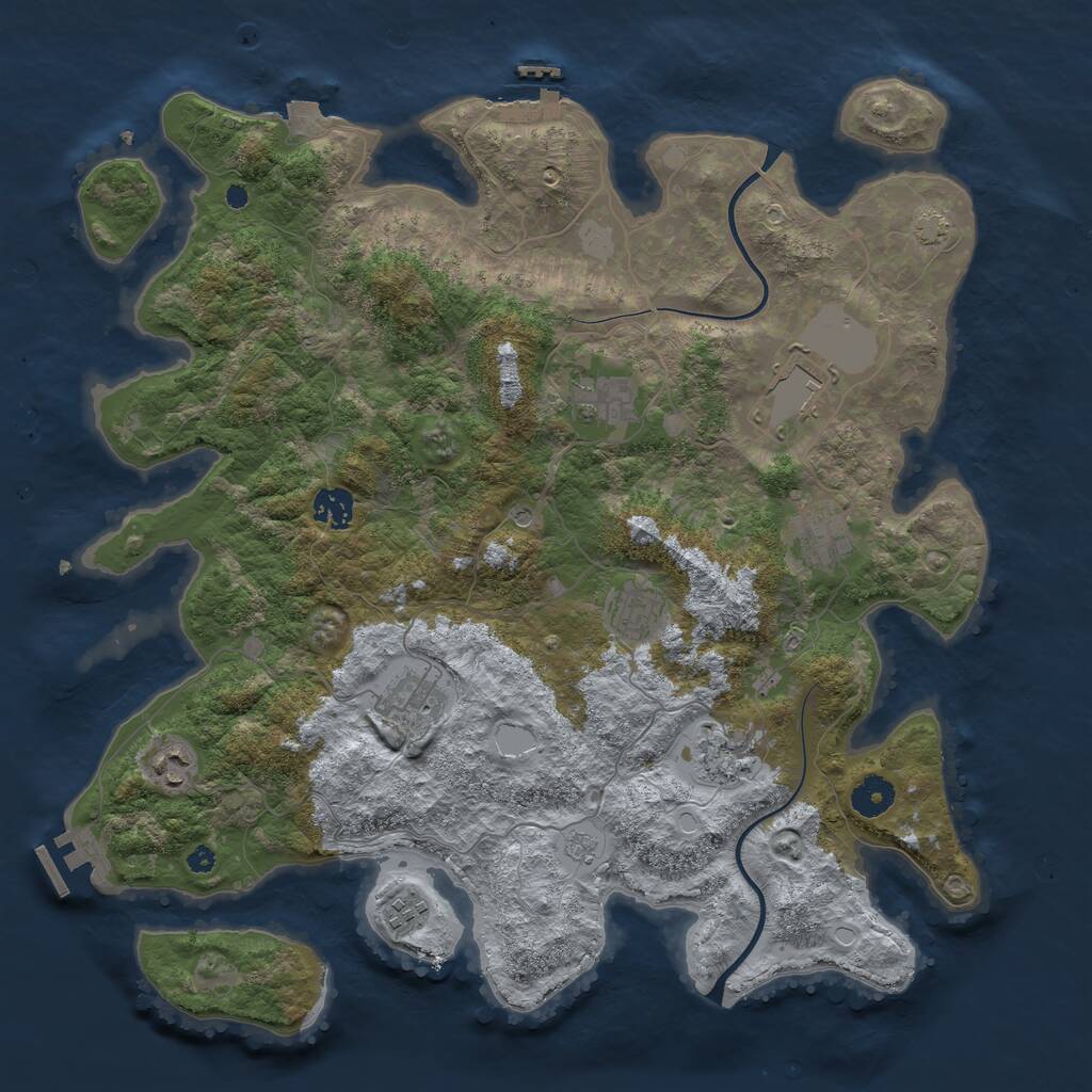 Rust Map: Procedural Map, Size: 3950, Seed: 1181013101, 15 Monuments