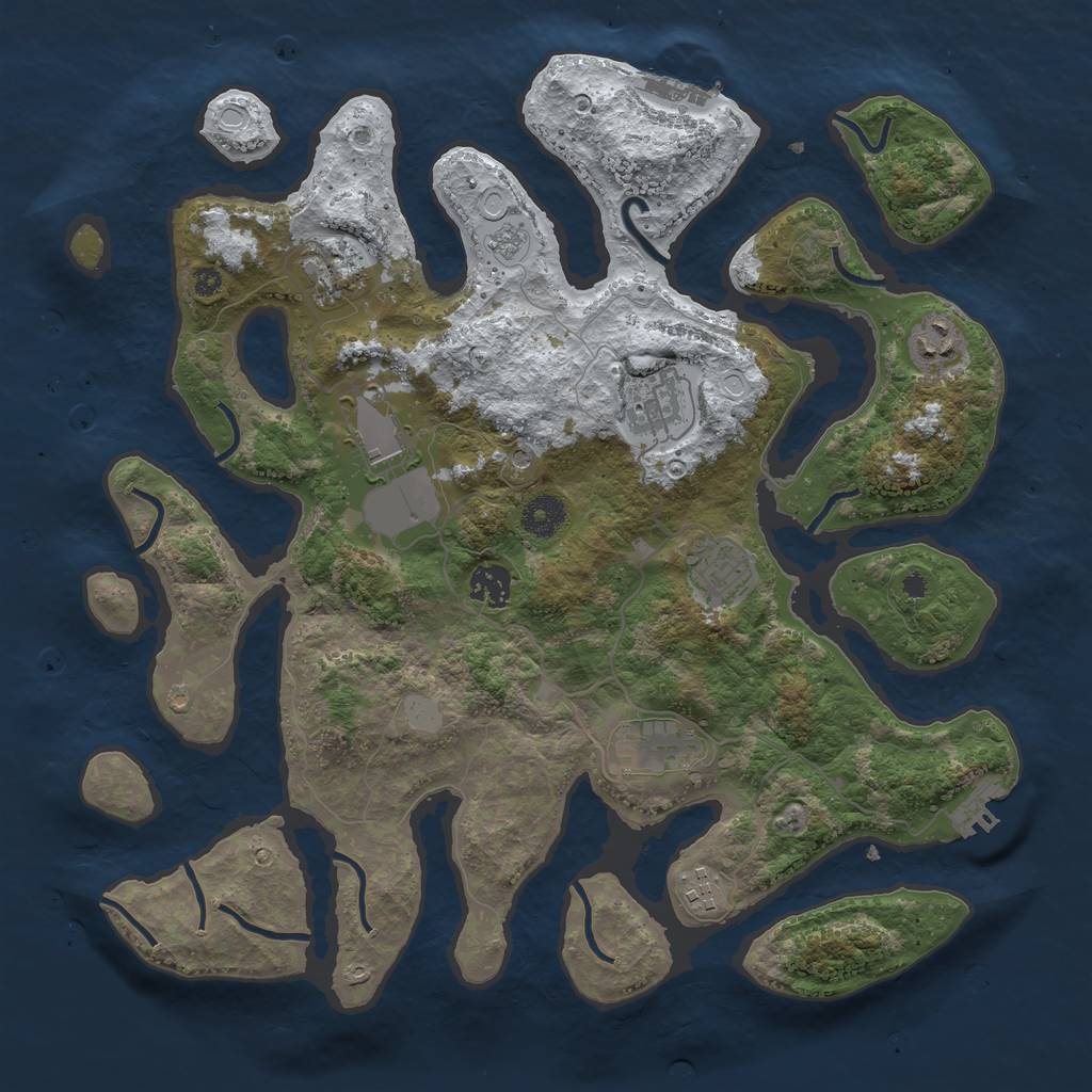 Rust Map: Procedural Map, Size: 3800, Seed: 1148220, 17 Monuments