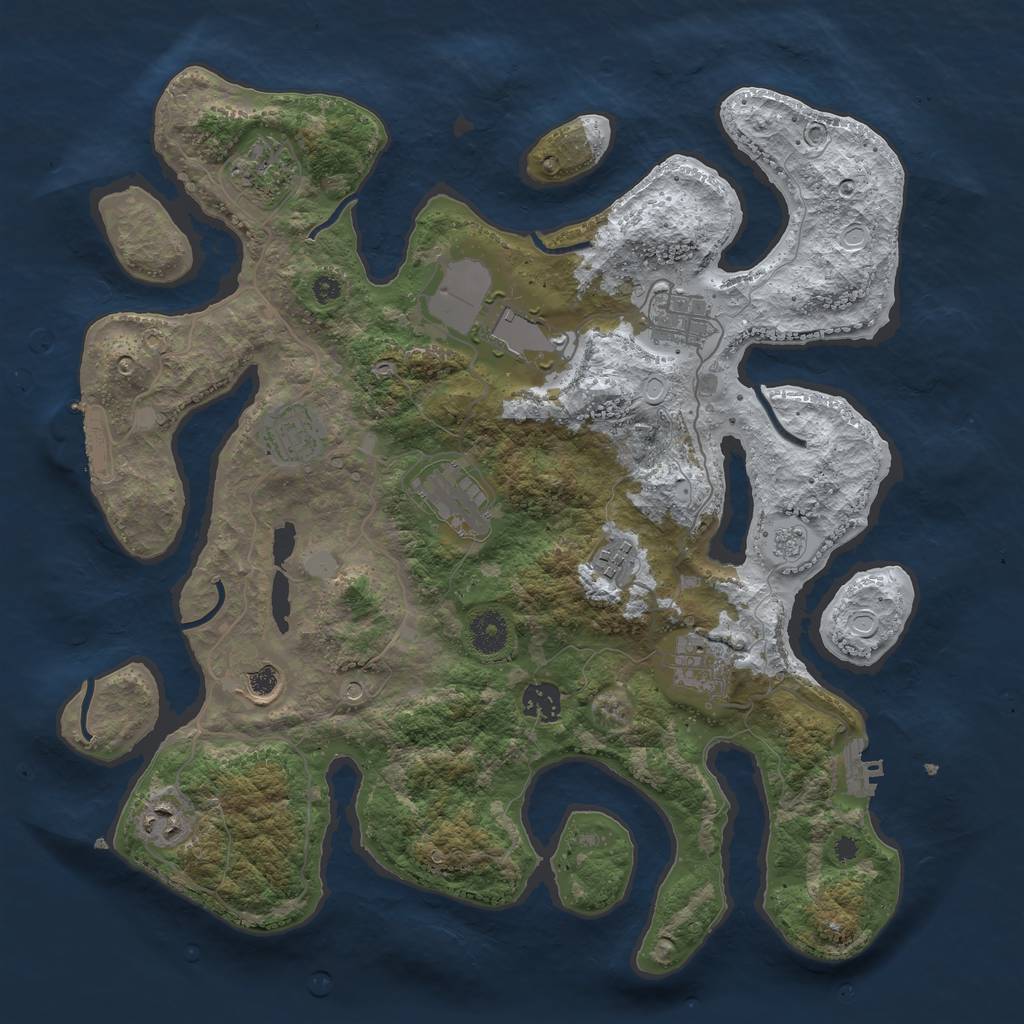 Rust Map: Procedural Map, Size: 3800, Seed: 3093903, 19 Monuments