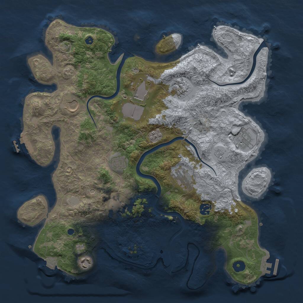 Rust Map: Procedural Map, Size: 3800, Seed: 3093903, 16 Monuments