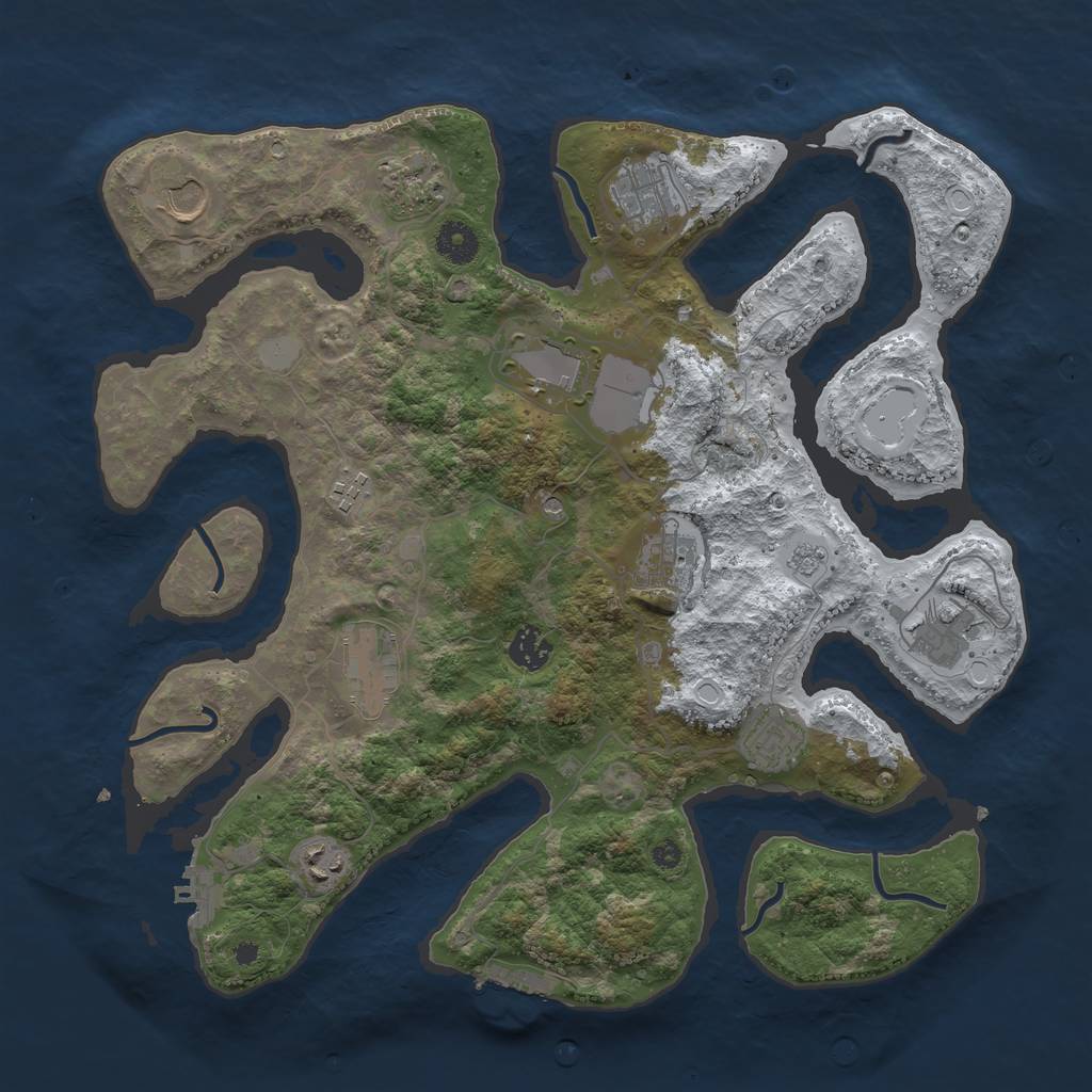 Rust Map: Procedural Map, Size: 3850, Seed: 146943290, 20 Monuments