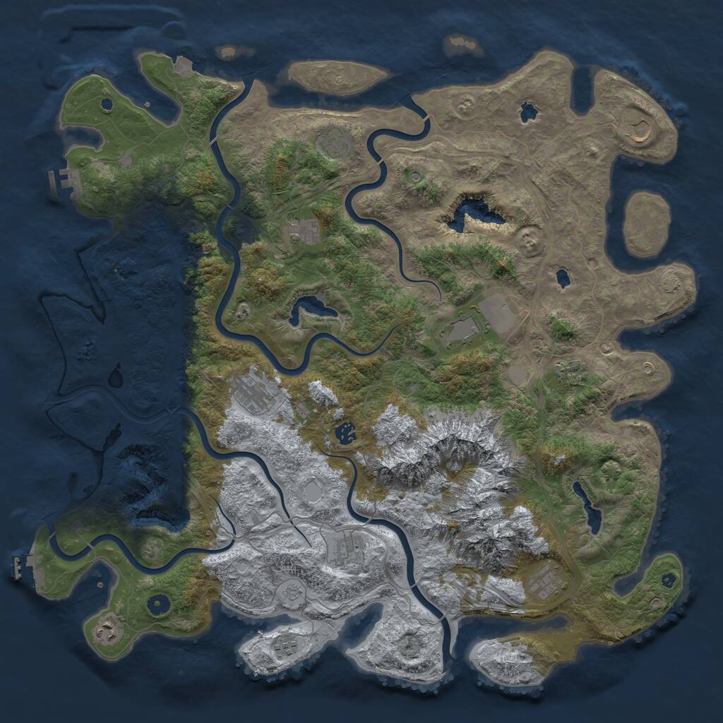 Rust Map: Procedural Map, Size: 5000, Seed: 419, 17 Monuments