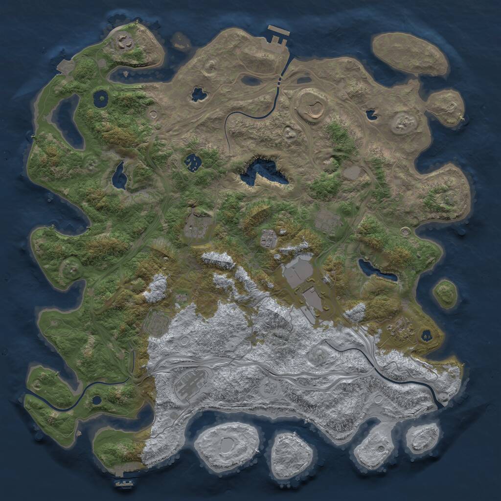 Rust Map: Procedural Map, Size: 4500, Seed: 1627161712, 16 Monuments