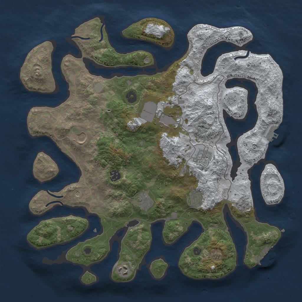 Rust Map: Procedural Map, Size: 4000, Seed: 5271722, 17 Monuments