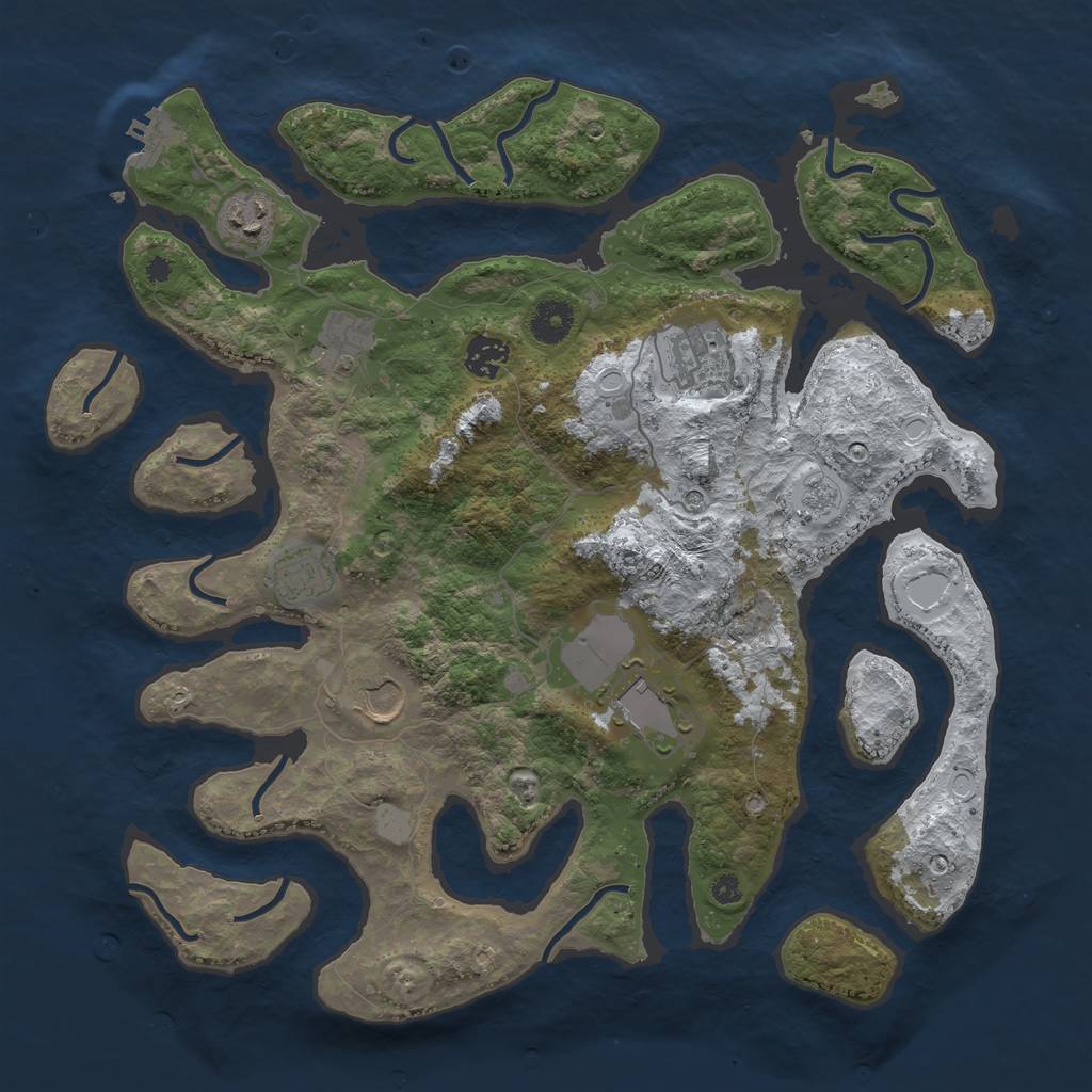 Rust Map: Procedural Map, Size: 3800, Seed: 4785166, 15 Monuments