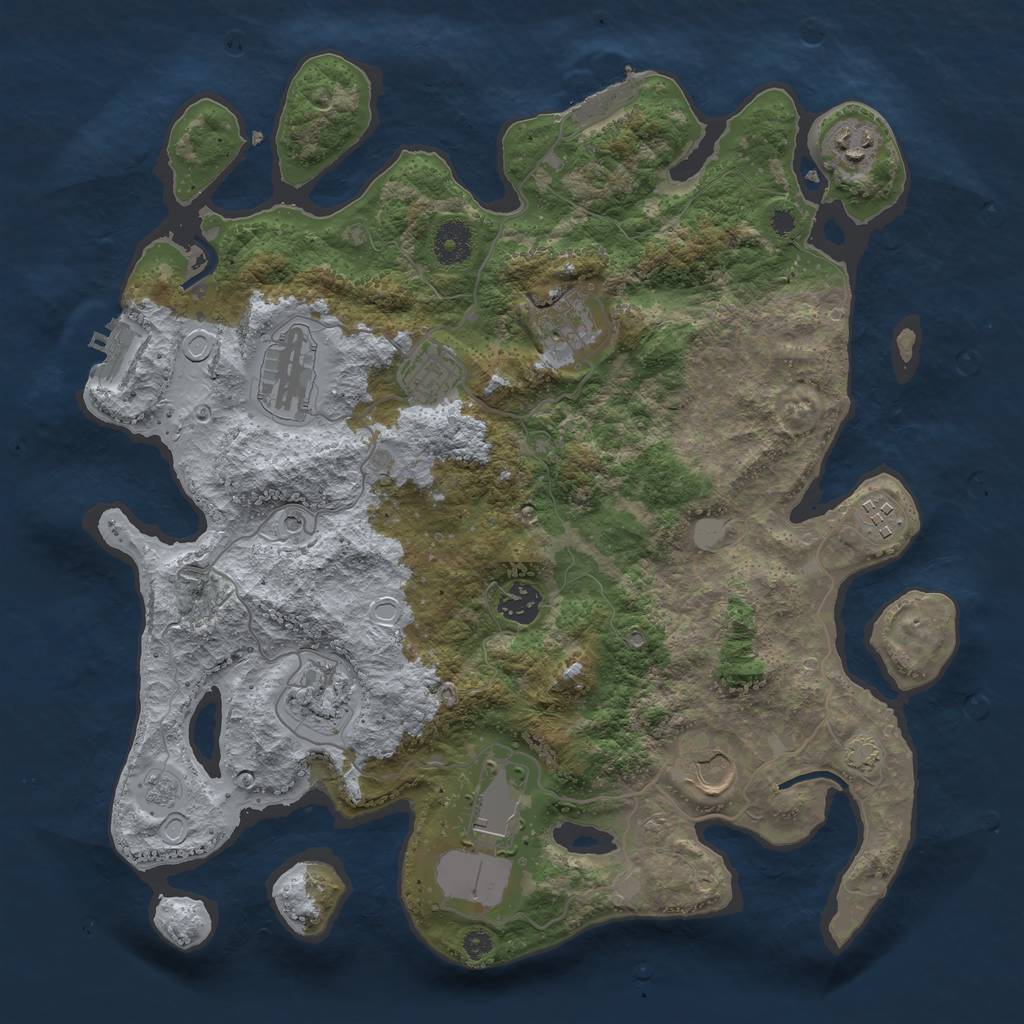 Rust Map: Procedural Map, Size: 3700, Seed: 2127451, 17 Monuments