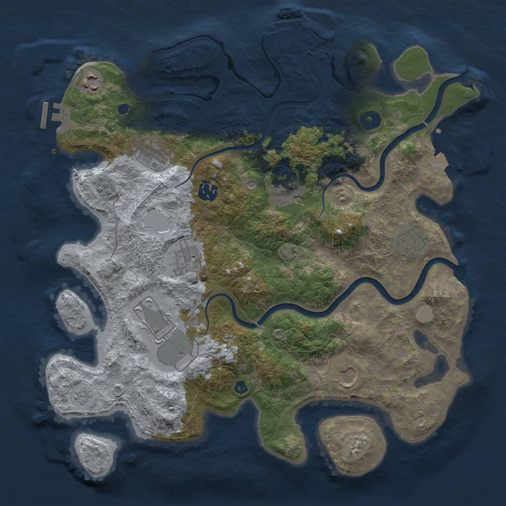 Rust Map: Procedural Map, Size: 3800, Seed: 2768018, 15 Monuments