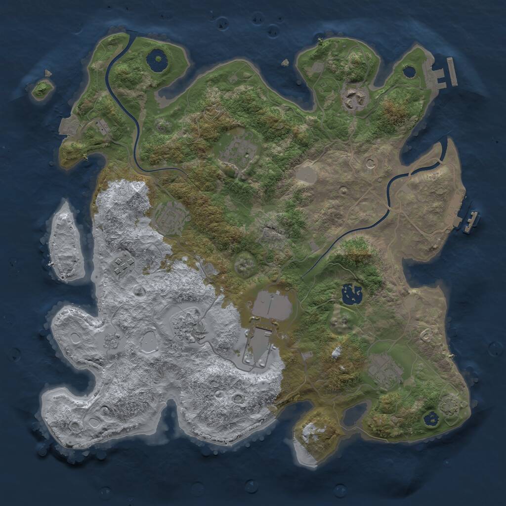Rust Map: Procedural Map, Size: 3500, Seed: 3303646, 14 Monuments