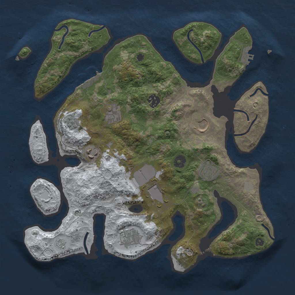 Rust Map: Procedural Map, Size: 3500, Seed: 3303646, 16 Monuments