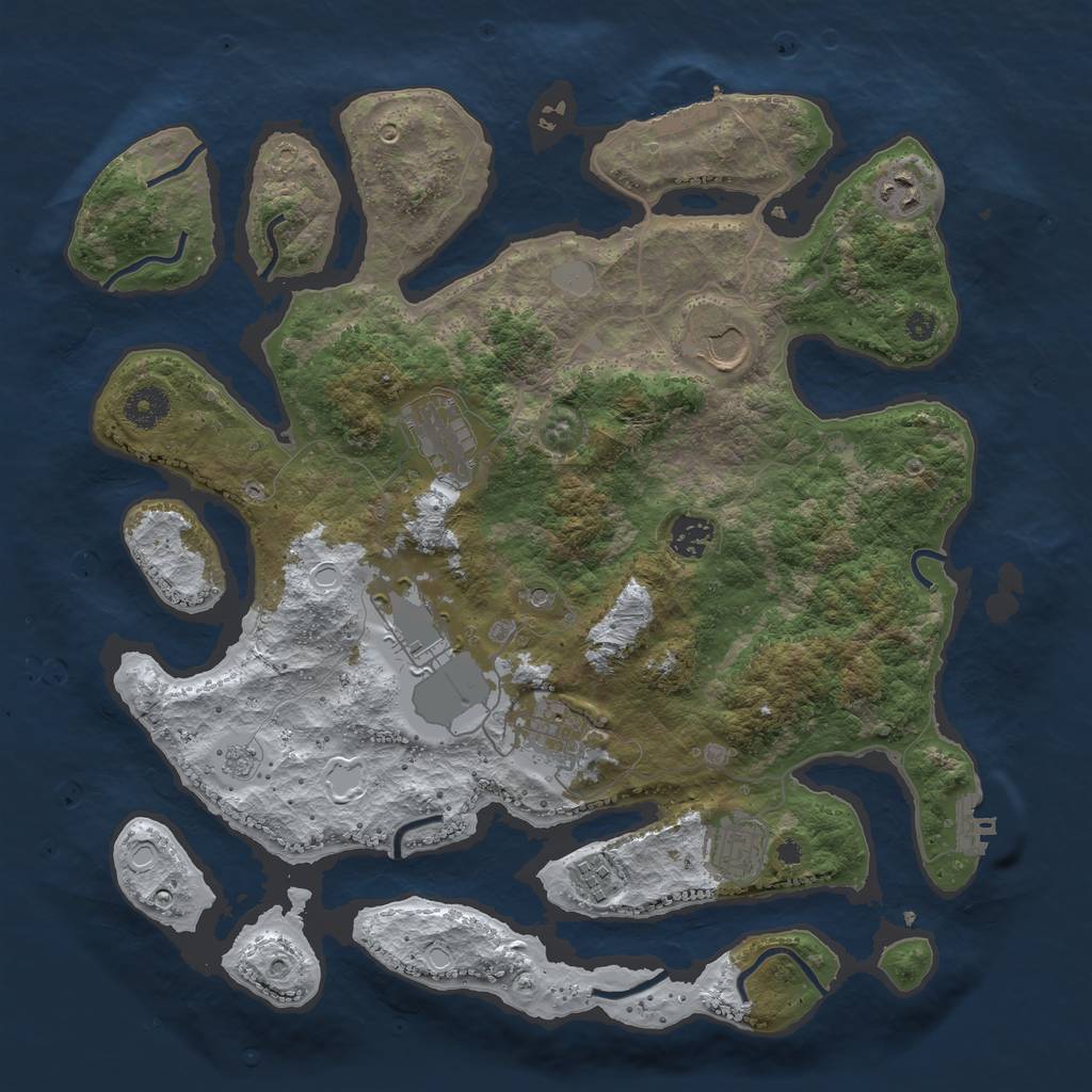 Rust Map: Procedural Map, Size: 3800, Seed: 4202718, 17 Monuments