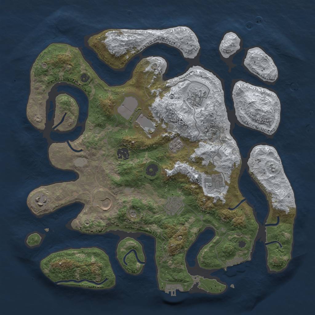 Rust Map: Procedural Map, Size: 3800, Seed: 3920811, 16 Monuments