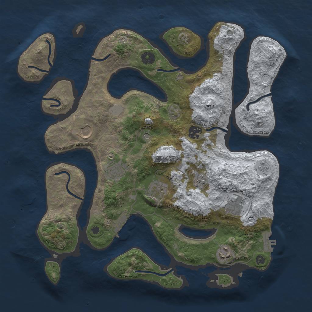 Rust Map: Procedural Map, Size: 3500, Seed: 623210, 16 Monuments
