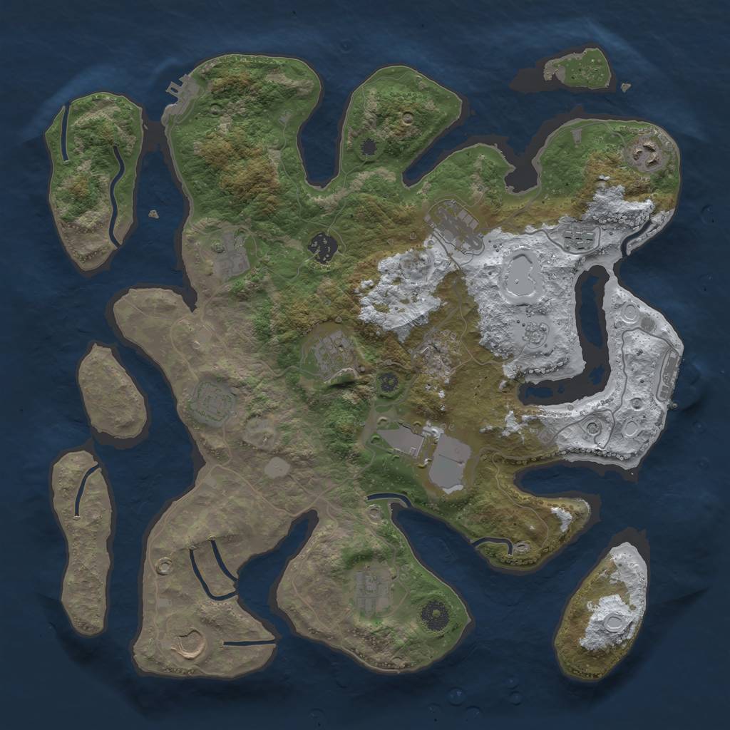 Rust Map: Procedural Map, Size: 3800, Seed: 3441625, 19 Monuments