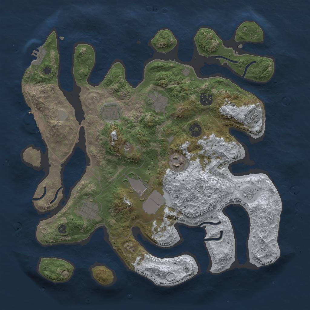 Rust Map: Procedural Map, Size: 3500, Seed: 5729327, 16 Monuments