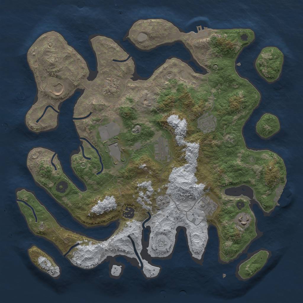 Rust Map: Procedural Map, Size: 3800, Seed: 5148253, 18 Monuments