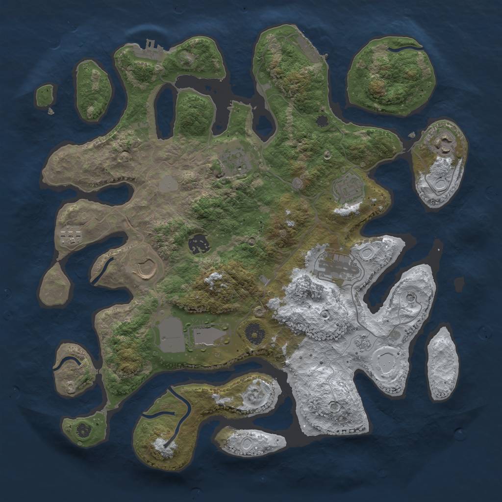 Rust Map: Procedural Map, Size: 3700, Seed: 1513391, 17 Monuments