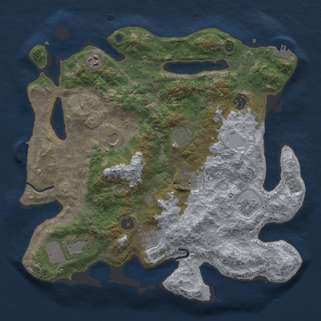 Rust Map: Procedural Map, Size: 3800, Seed: 2272056, 17 Monuments