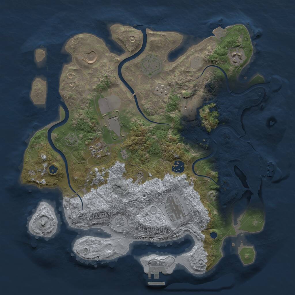 Rust Map: Procedural Map, Size: 3500, Seed: 2370908, 15 Monuments