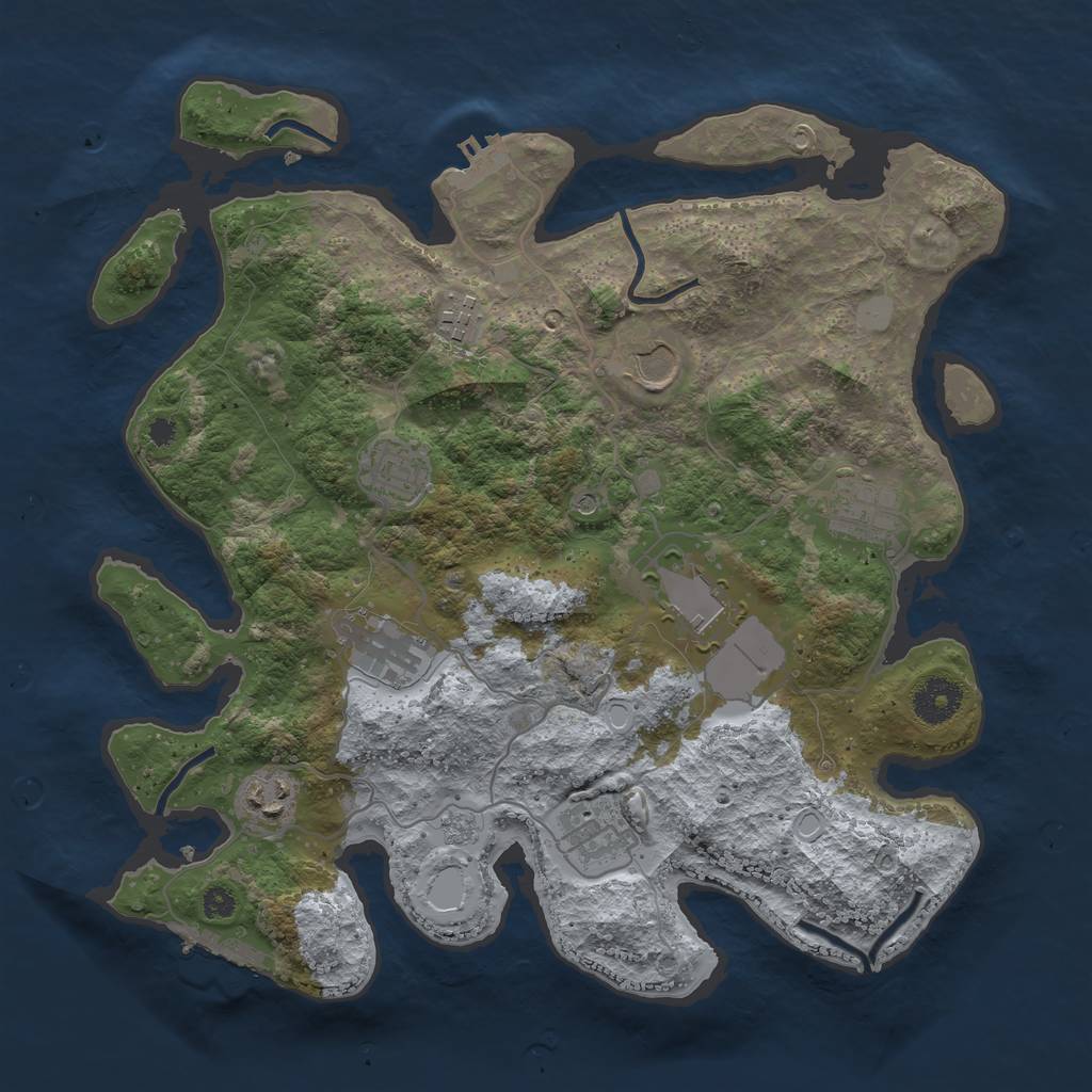Rust Map: Procedural Map, Size: 3500, Seed: 3505144, 15 Monuments