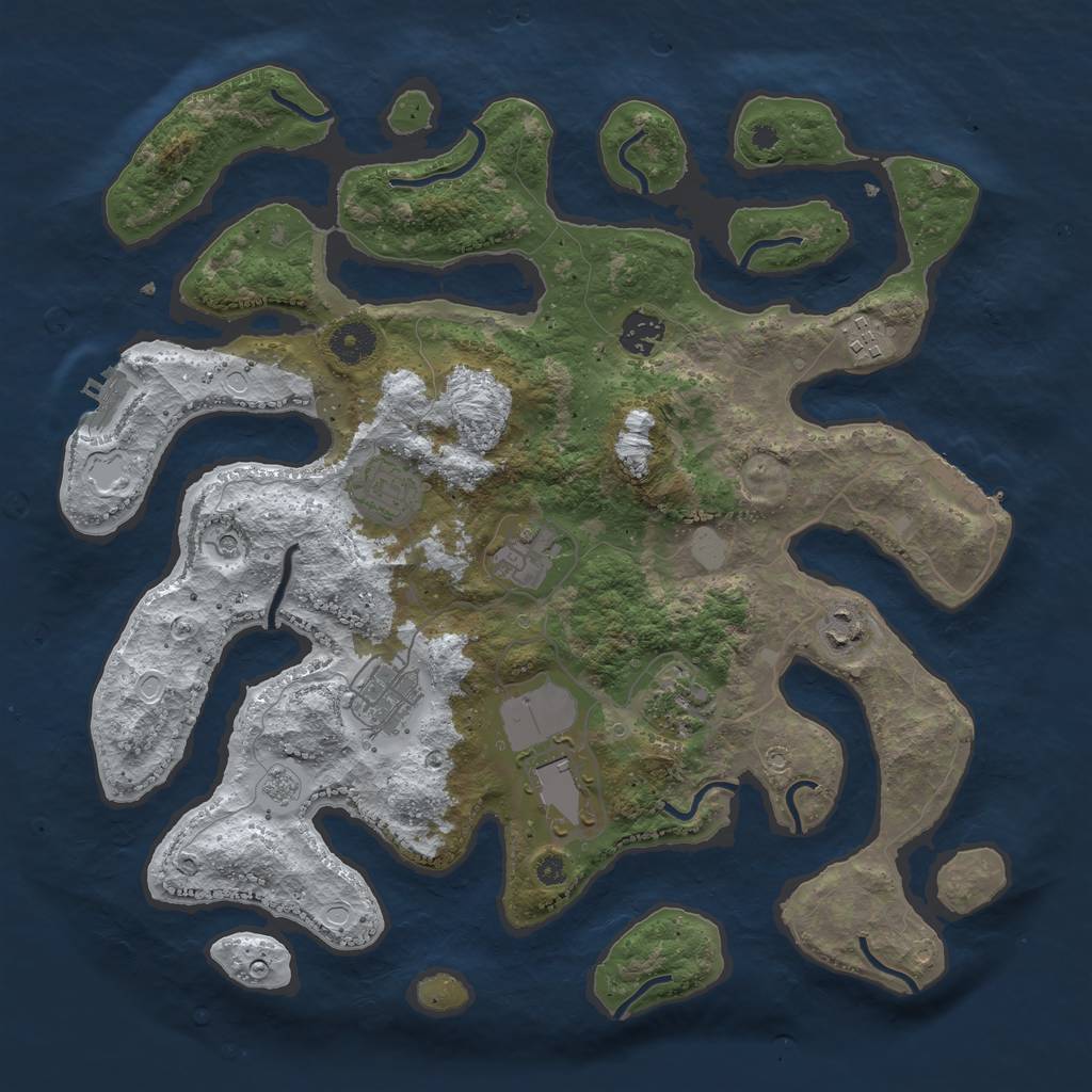 Rust Map: Procedural Map, Size: 3800, Seed: 1078986, 17 Monuments