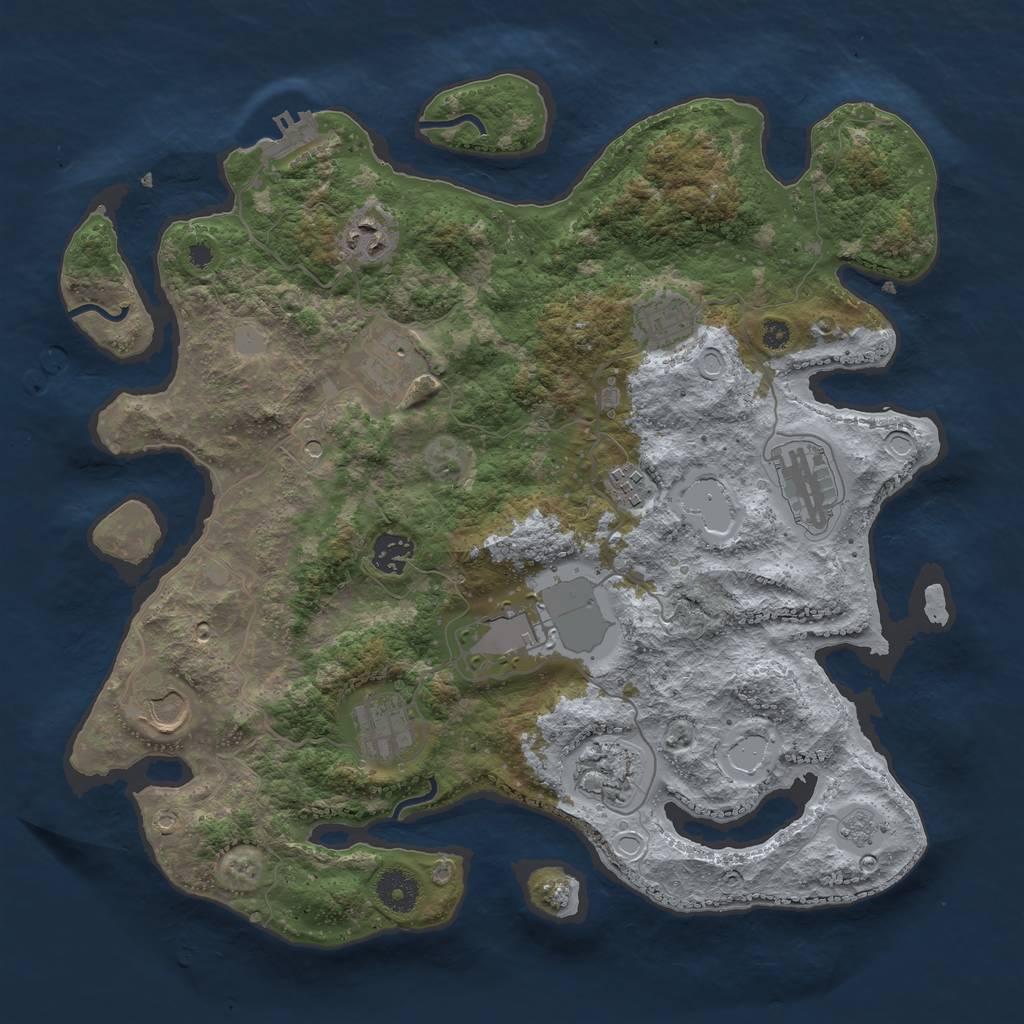 Rust Map: Procedural Map, Size: 3700, Seed: 2566104, 16 Monuments