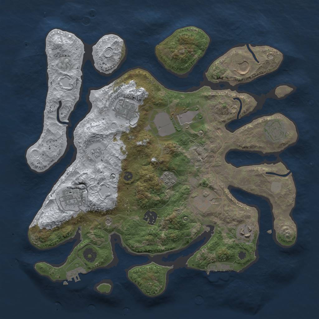 Rust Map: Procedural Map, Size: 3500, Seed: 3570831, 18 Monuments