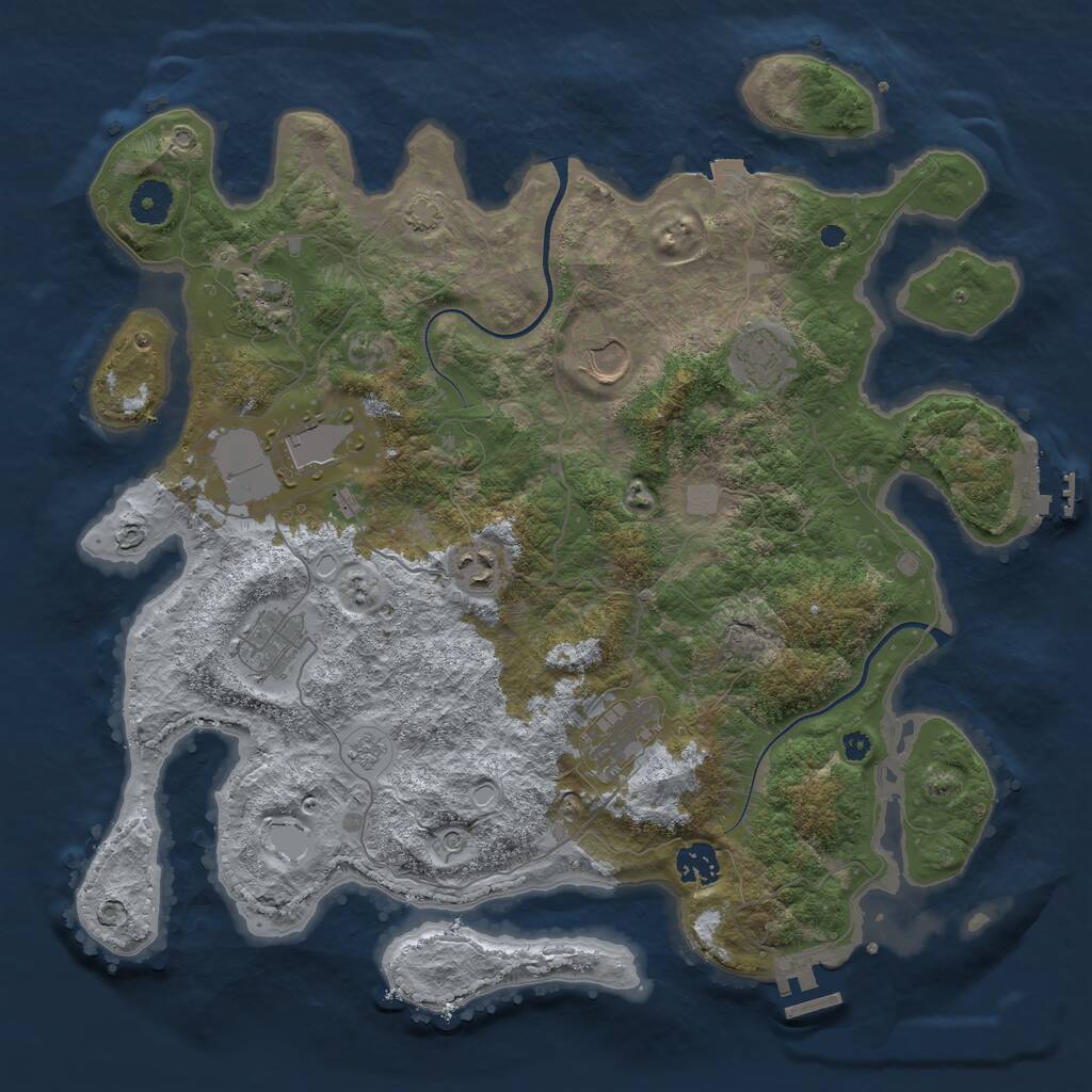 Rust Map: Procedural Map, Size: 3800, Seed: 1269681, 14 Monuments