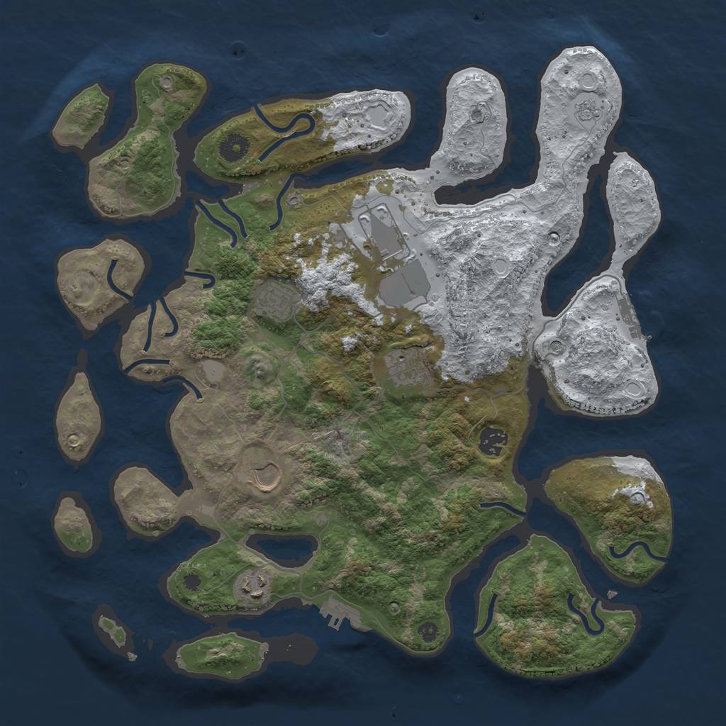 Rust Map: Procedural Map, Size: 3800, Seed: 1389169, 15 Monuments
