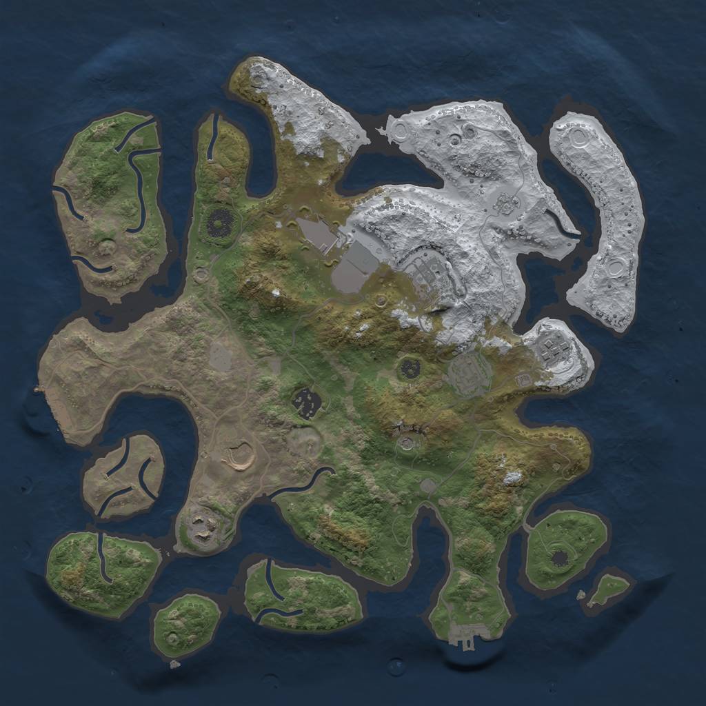 Rust Map: Procedural Map, Size: 3700, Seed: 4239249, 16 Monuments