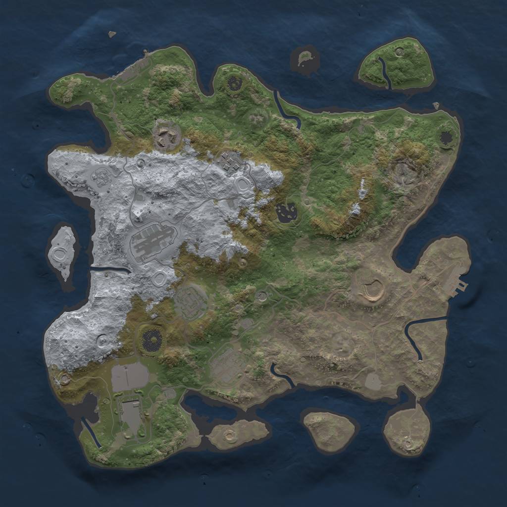 Rust Map: Procedural Map, Size: 3500, Seed: 4275168, 15 Monuments