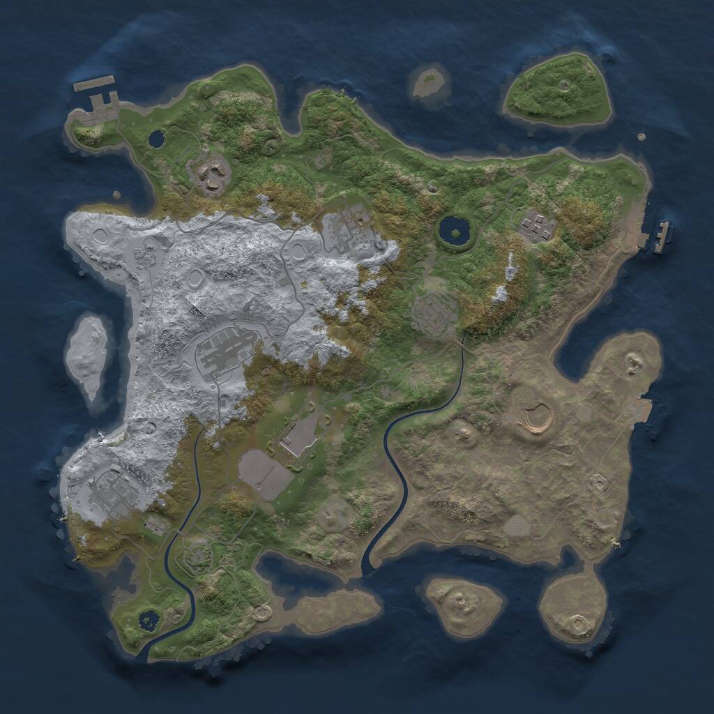Rust Map: Procedural Map, Size: 3500, Seed: 4275168, 13 Monuments