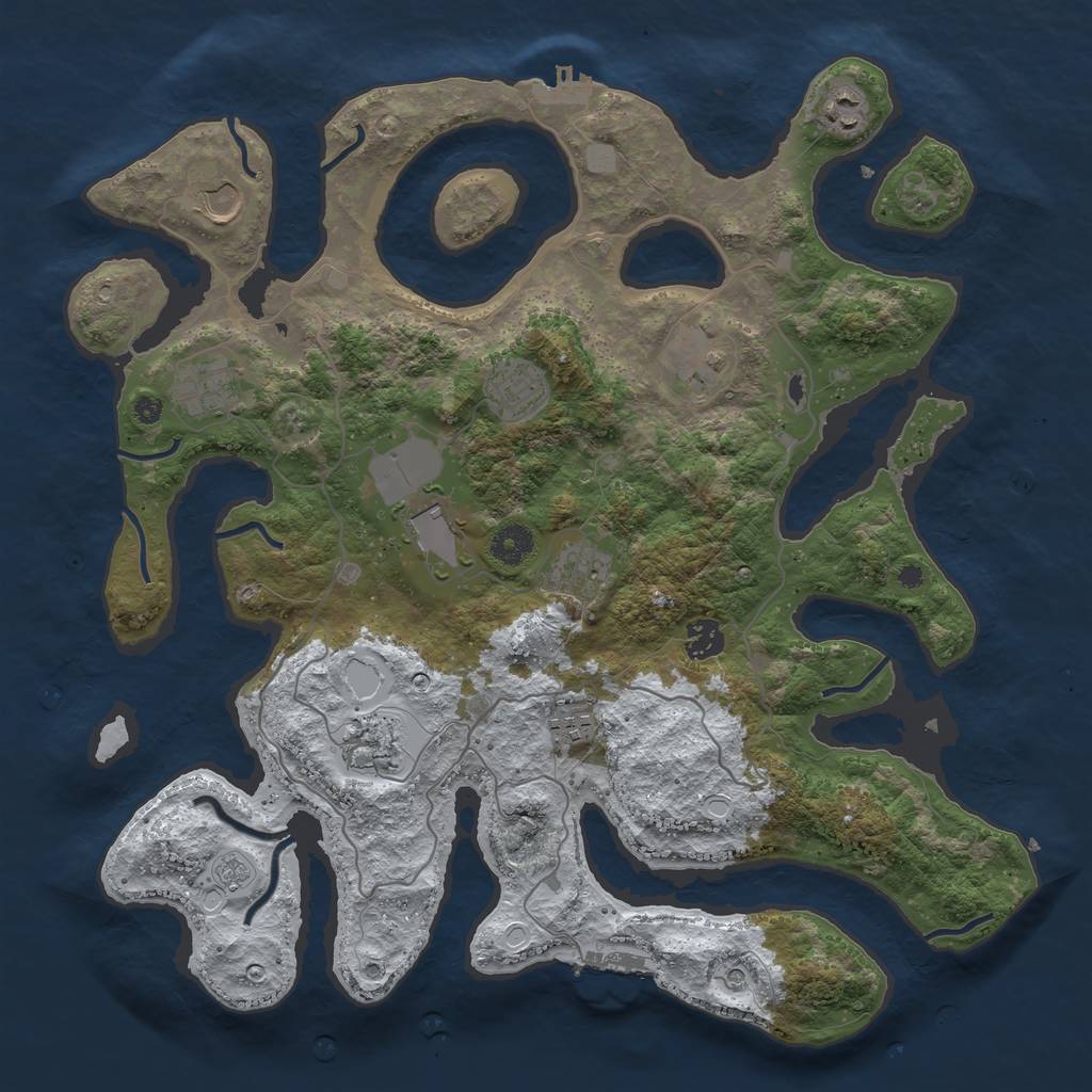 Rust Map: Procedural Map, Size: 4000, Seed: 93191023, 19 Monuments